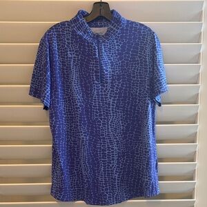 IBKUL Women's  BLUE Short Sleeve Mock Golf Shirt; Sz: XL EUC